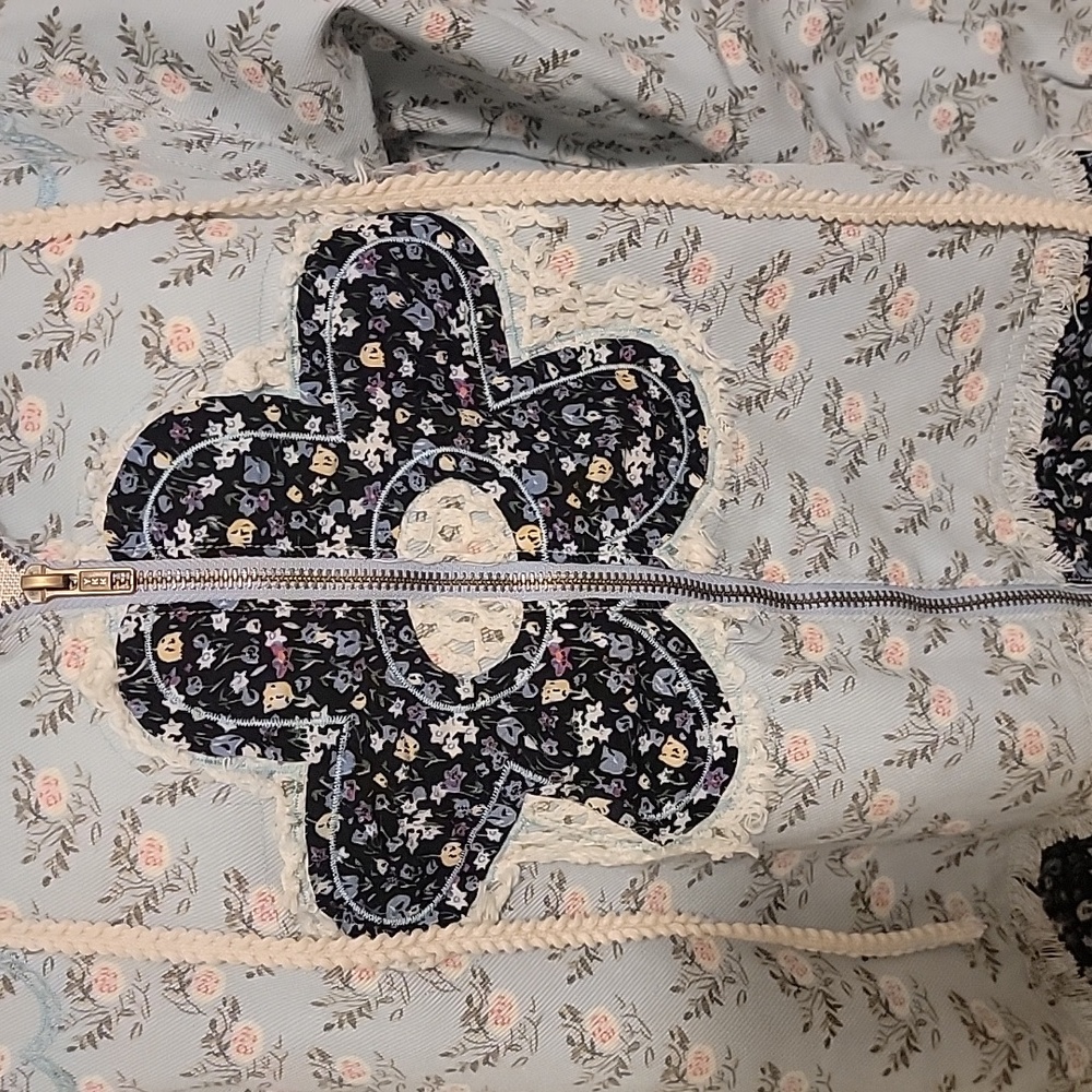 POL Blue Crochet Zip Up Jacket NWOT - Picture 2 of 8